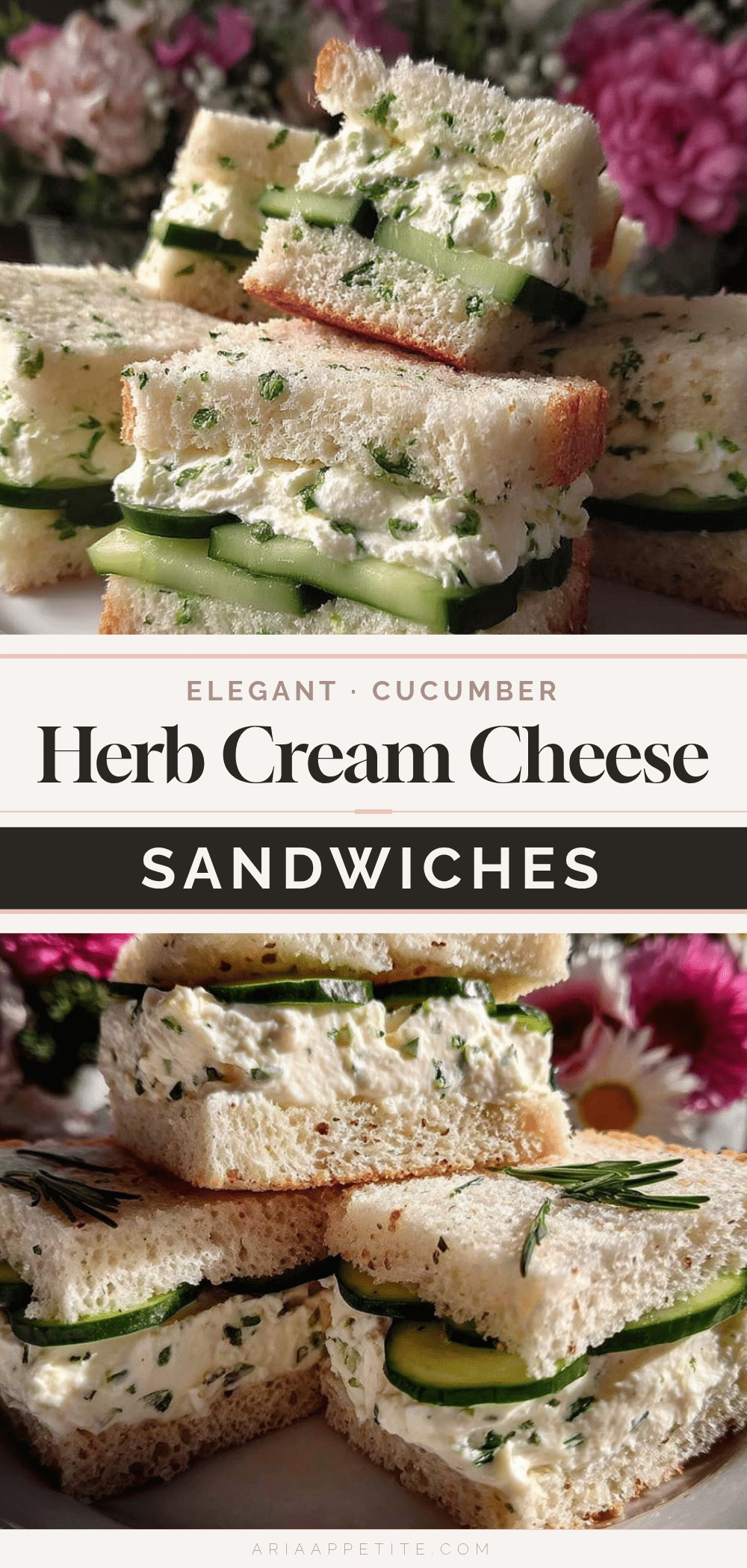 cucumber and whipped herb cream cheese finger sandwiches recipe