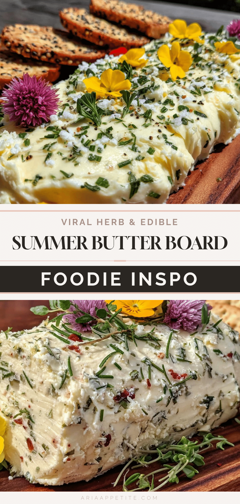 herb and edible flower summer butter board recipe