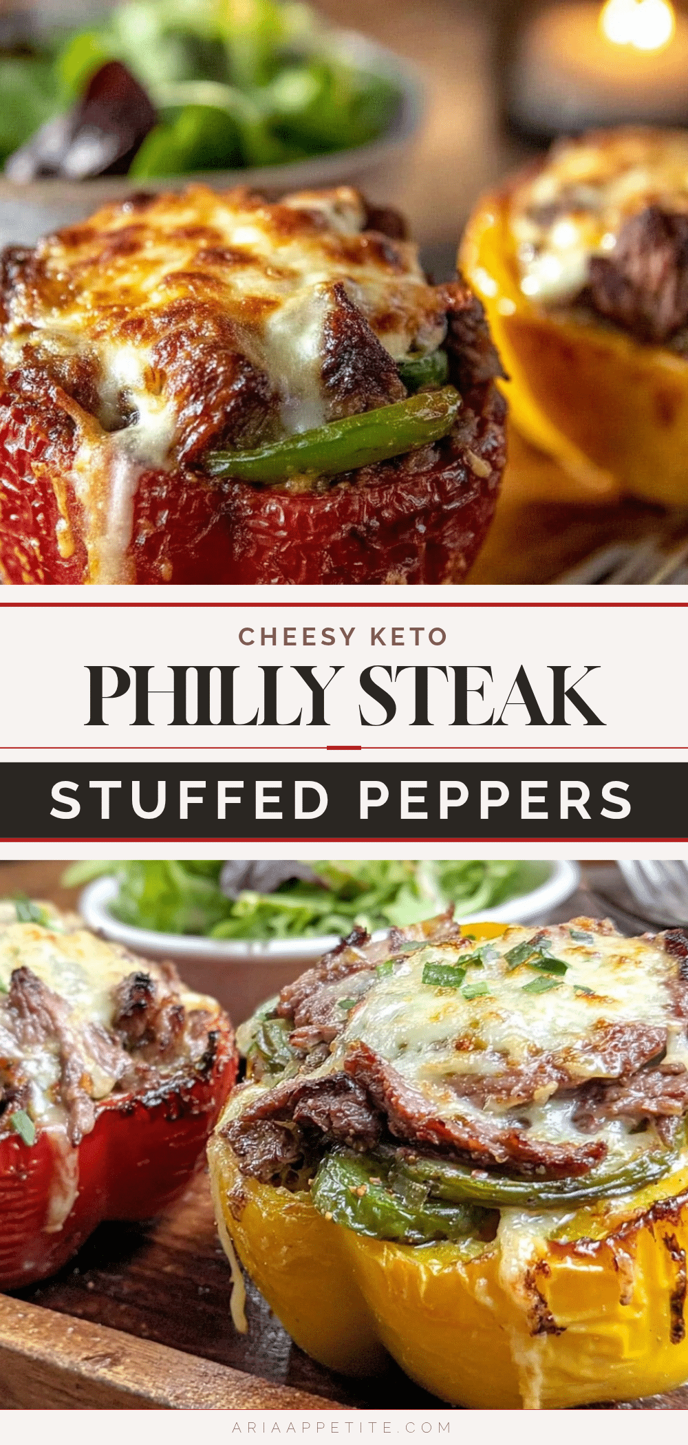 Keto Philly Cheesesteak Stuffed Bell Peppers recipe