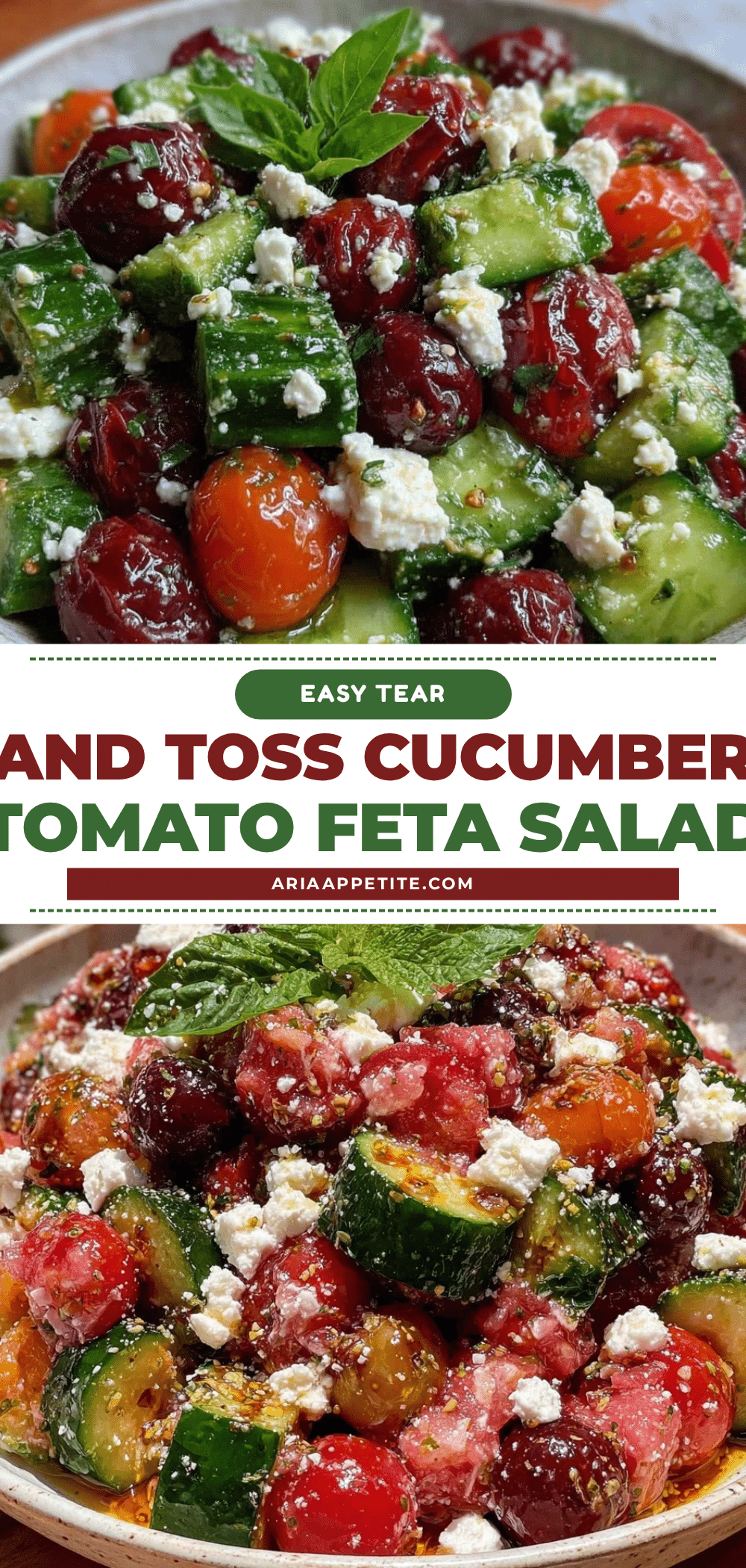 No-Knife Cucumber Tomato Feta Salad recipe