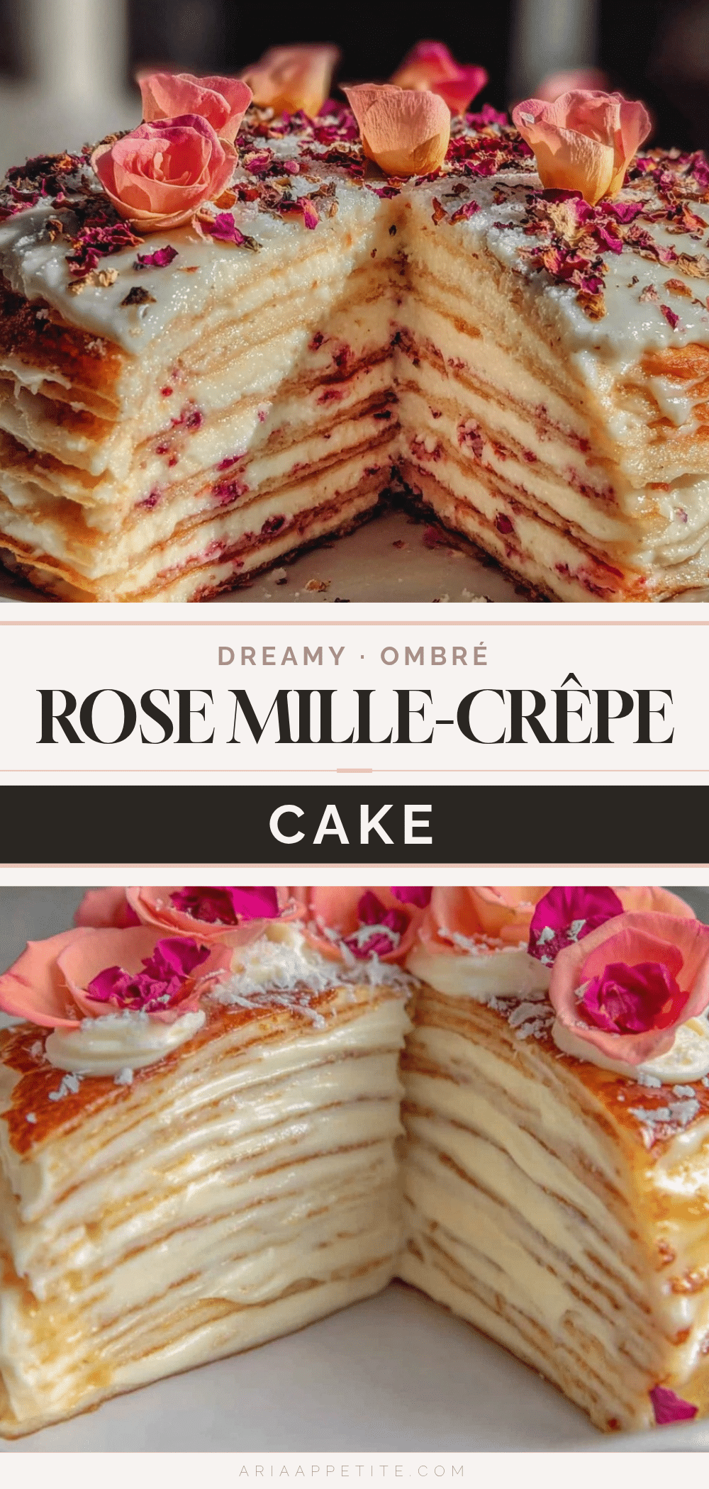 ombré rose petal mille-crêpe cake recipe