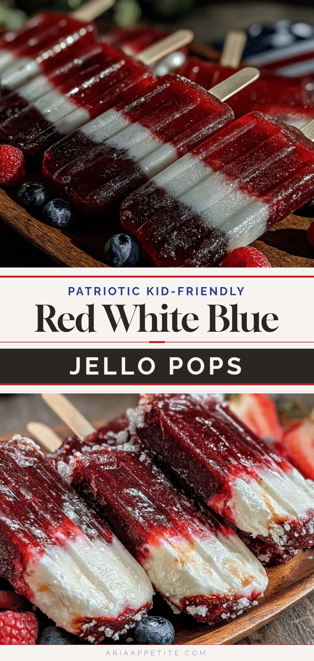 red white and blue layered jello pops recipe