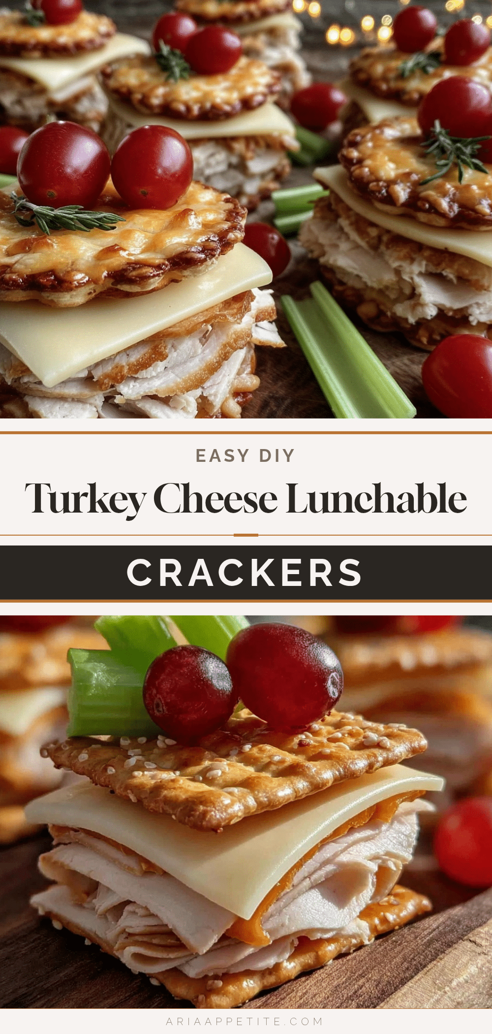 DIY Lunchable Crackers with Turkey and Cheese recipe