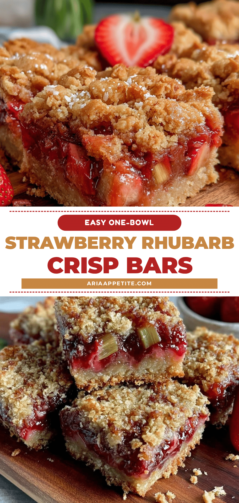 Easy Strawberry Rhubarb Crisp Bars recipe