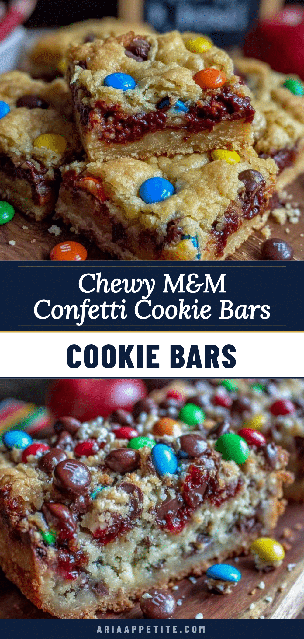 chewy M&M confetti cookie bars recipe