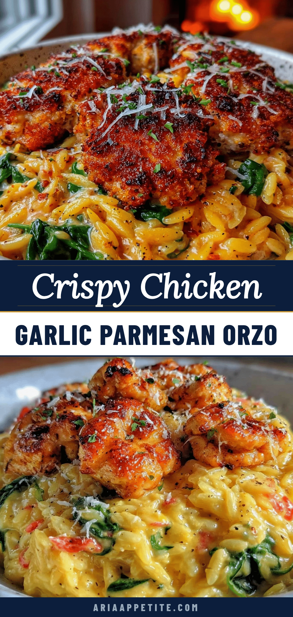 crispy one-pan garlic parmesan orzo recipe