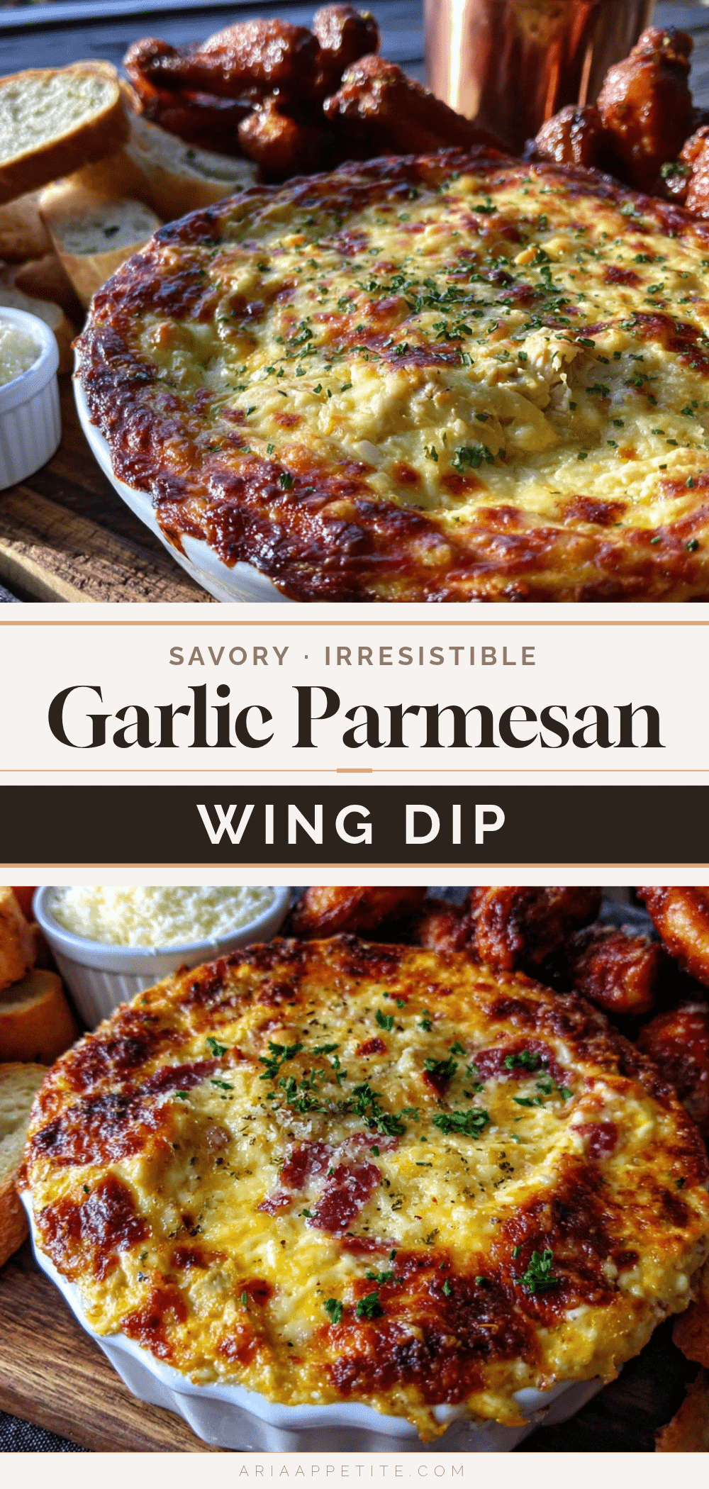 creamy garlic parmesan chicken wing dip recipe