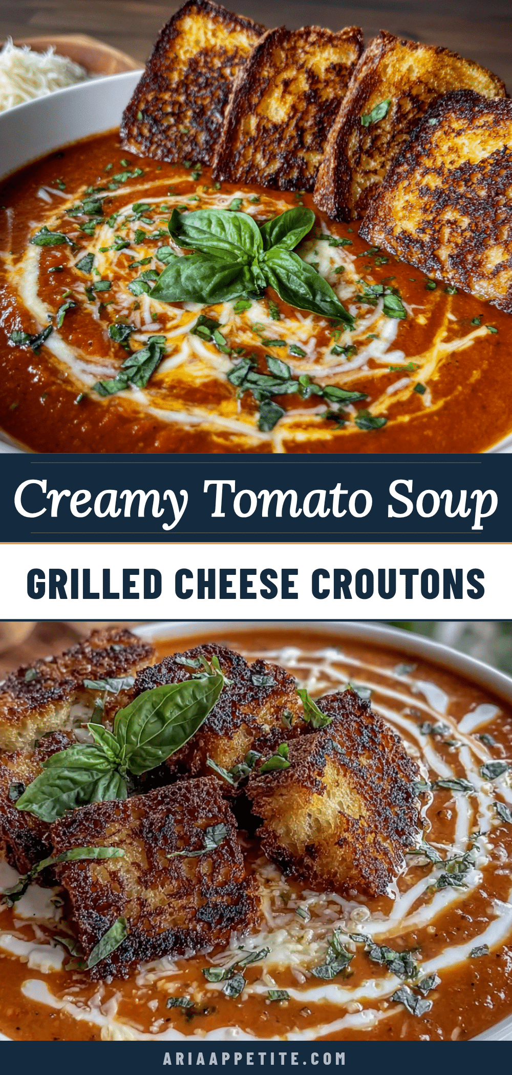 creamy tomato soup with grilled cheese croutons recipe