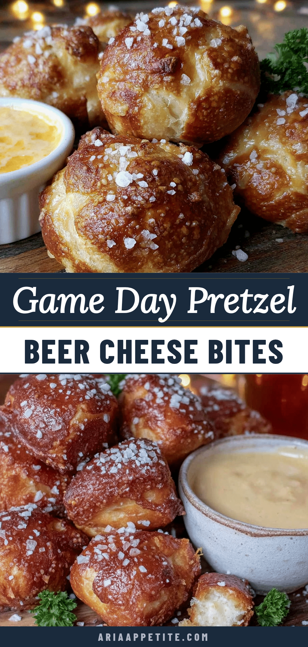 Game day pretzel bites with beer cheese sauce recipe