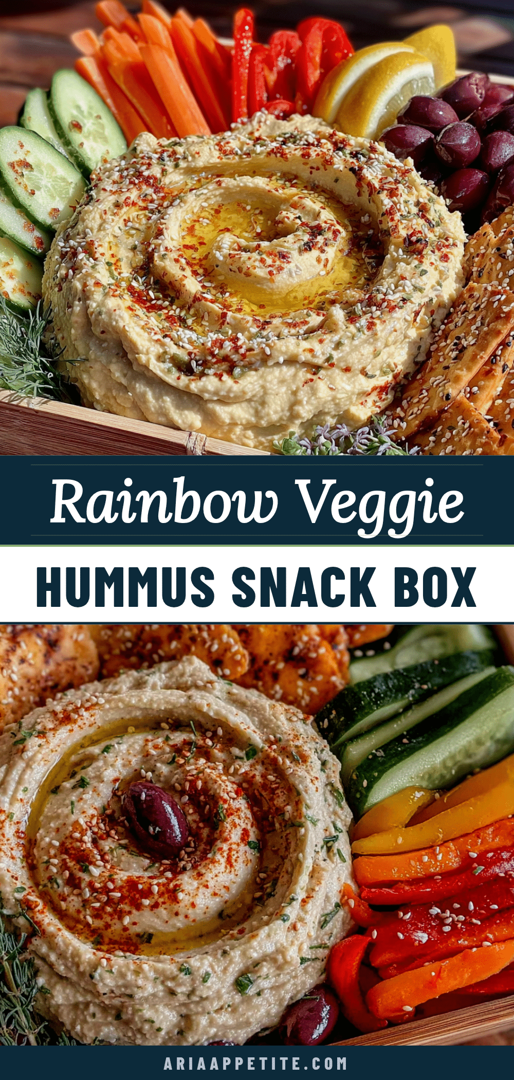 rainbow veggie and hummus snack box recipe