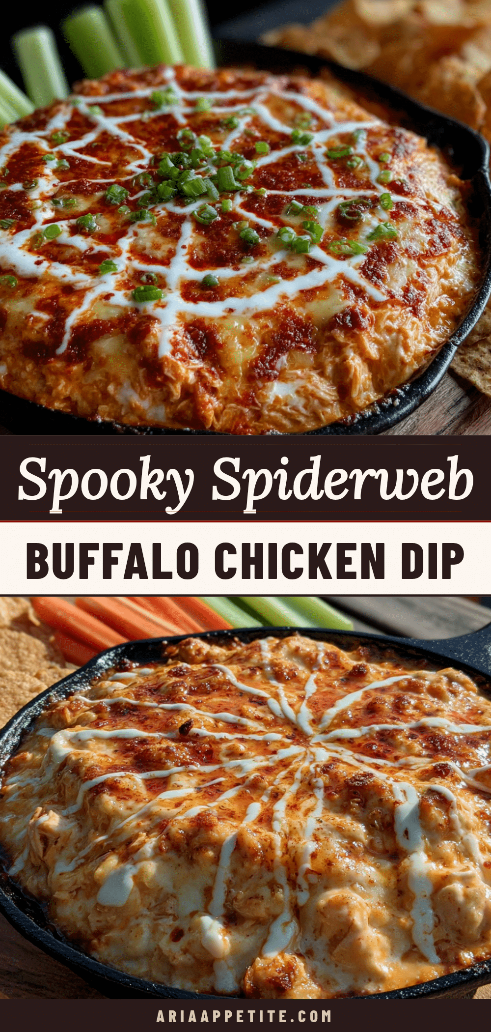 Spooky Spiderweb Buffalo Chicken Dip recipe