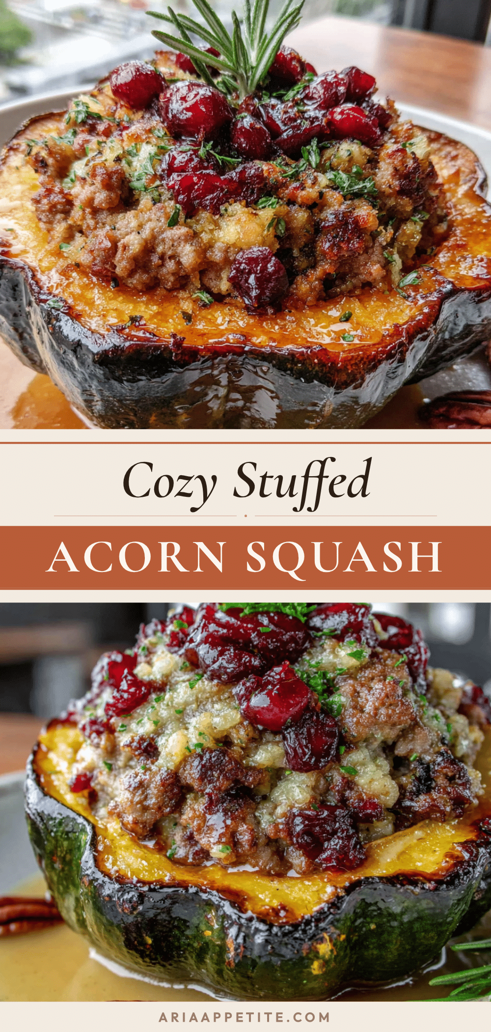 stuffed acorn squash with sausage and cranberries recipe
