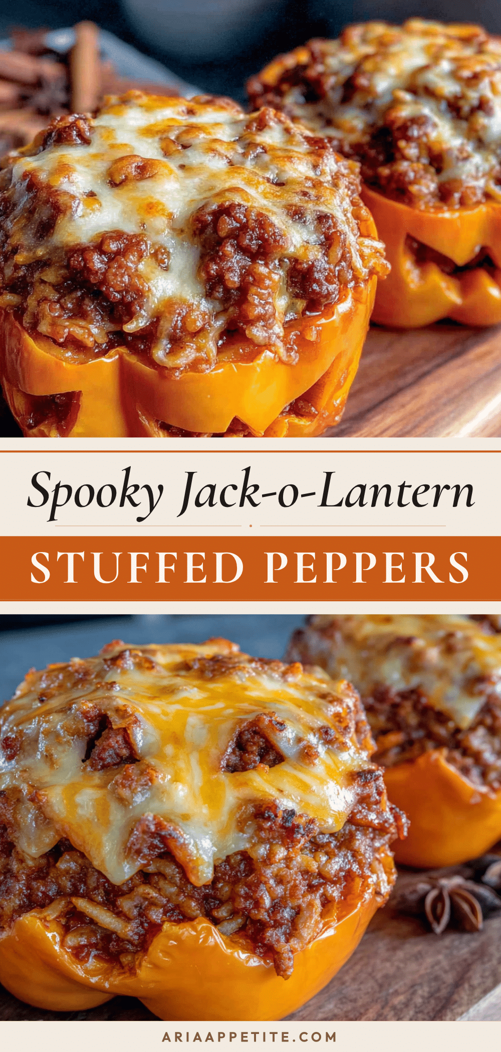 jack-o-lantern stuffed bell peppers recipe