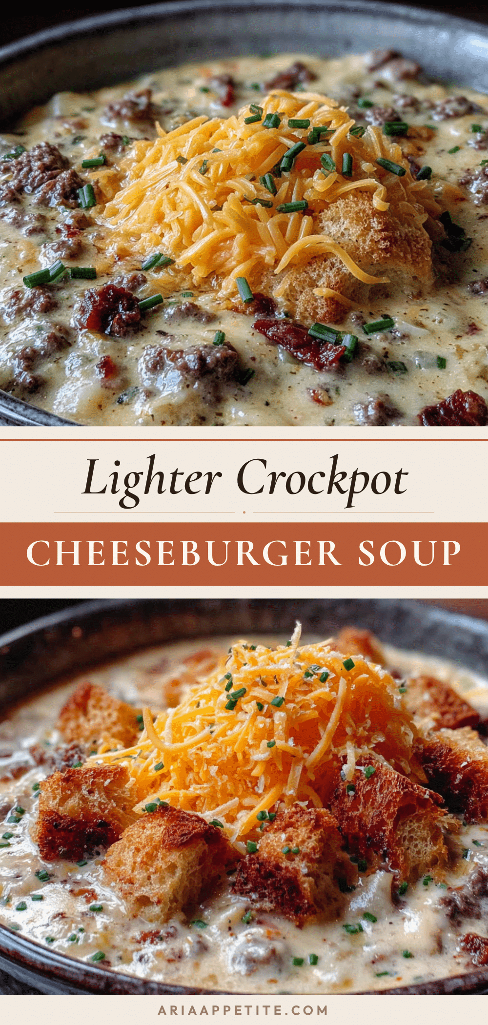 lighter crockpot cheeseburger soup with cheddar recipe