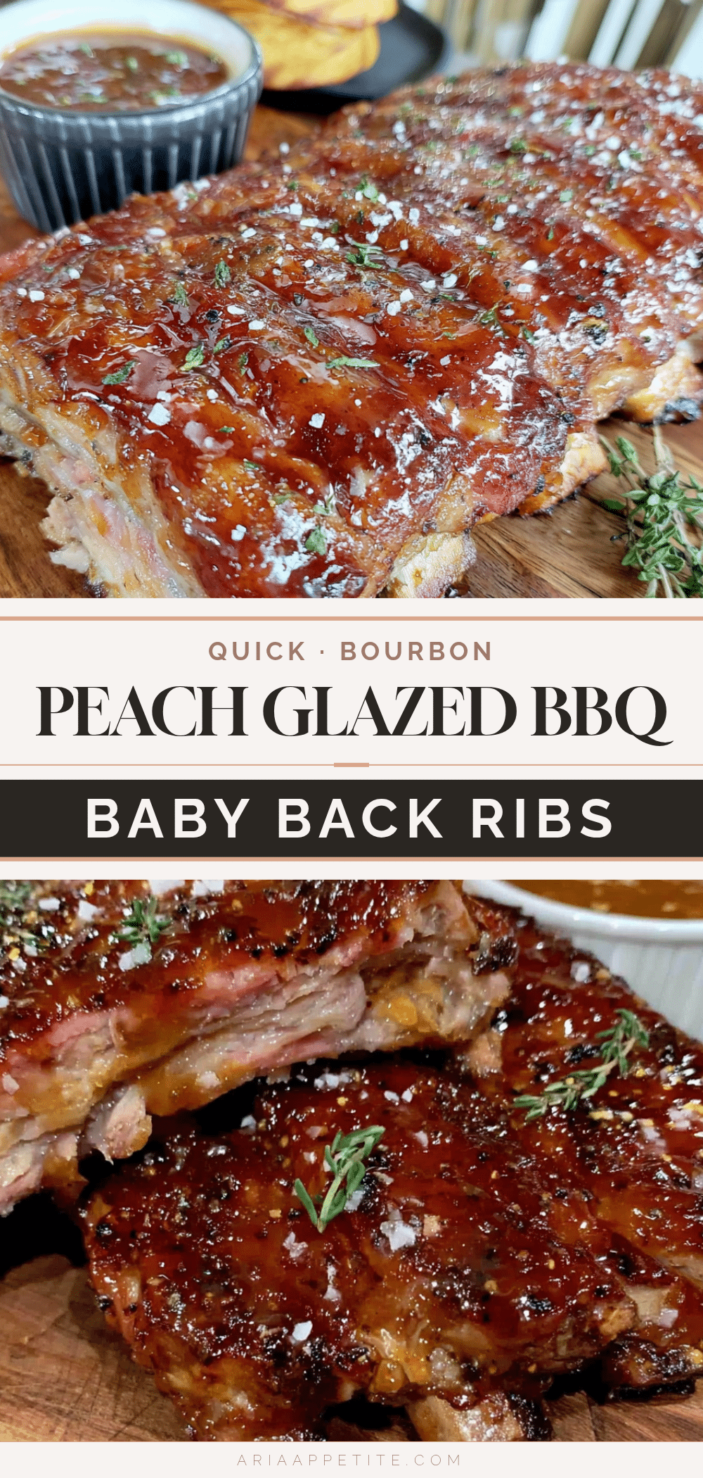 quick bourbon peach glazed BBQ baby back ribs recipe