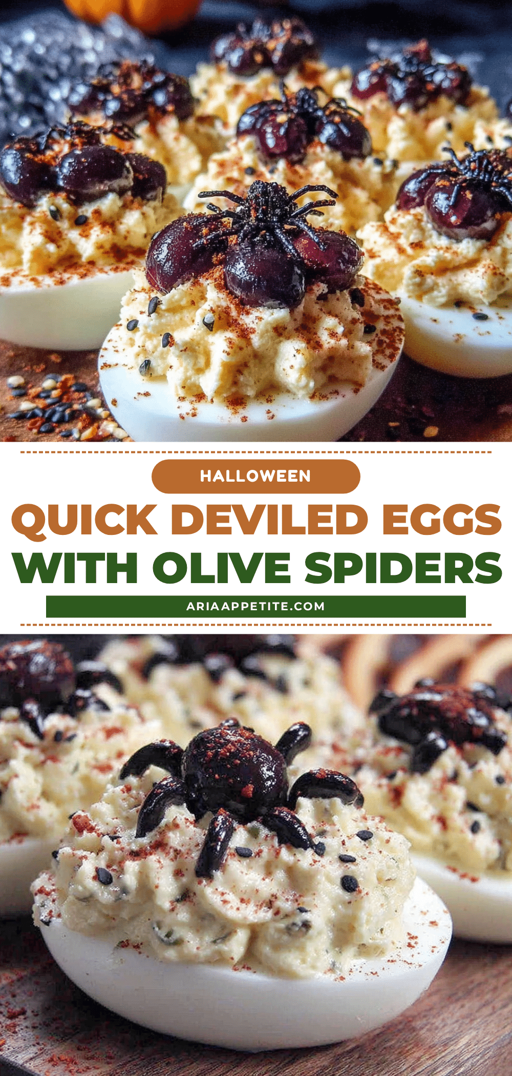quick Halloween deviled eggs with olive spiders recipe