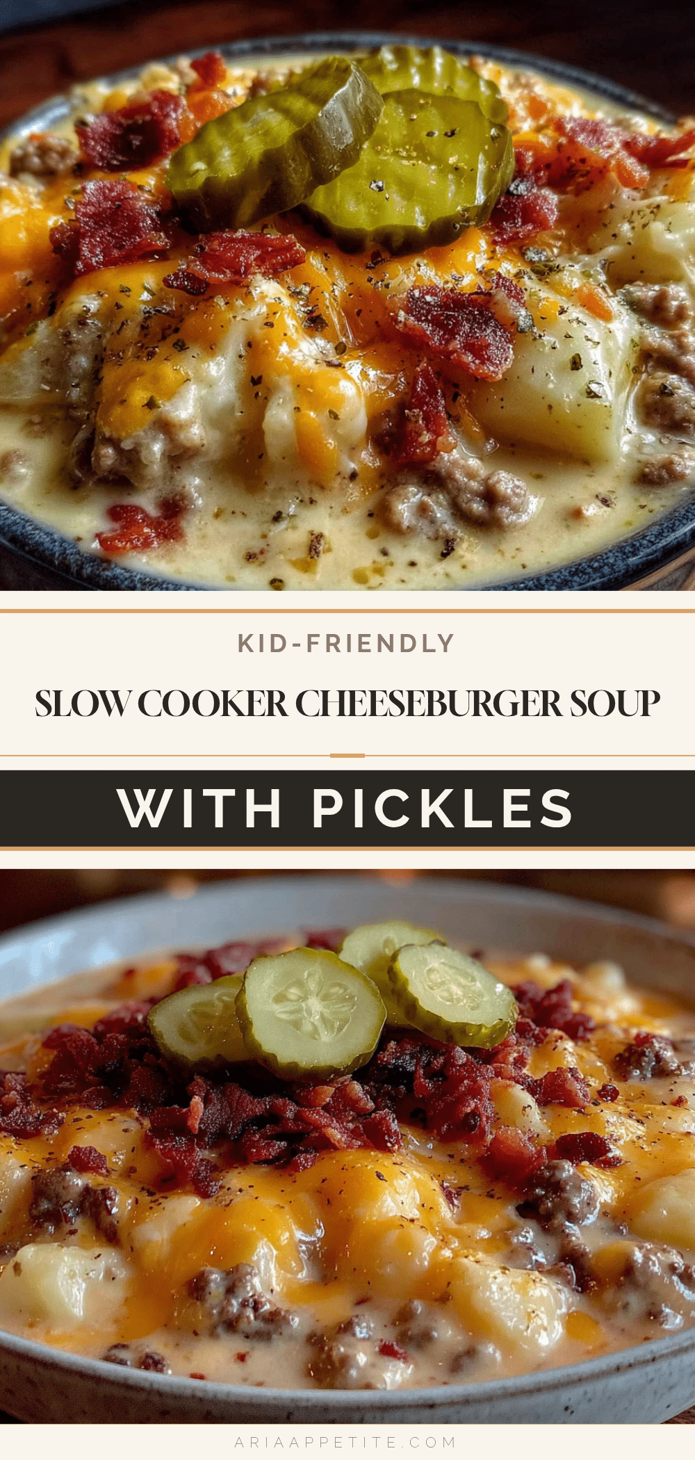 slow cooker cheeseburger soup with pickles recipe