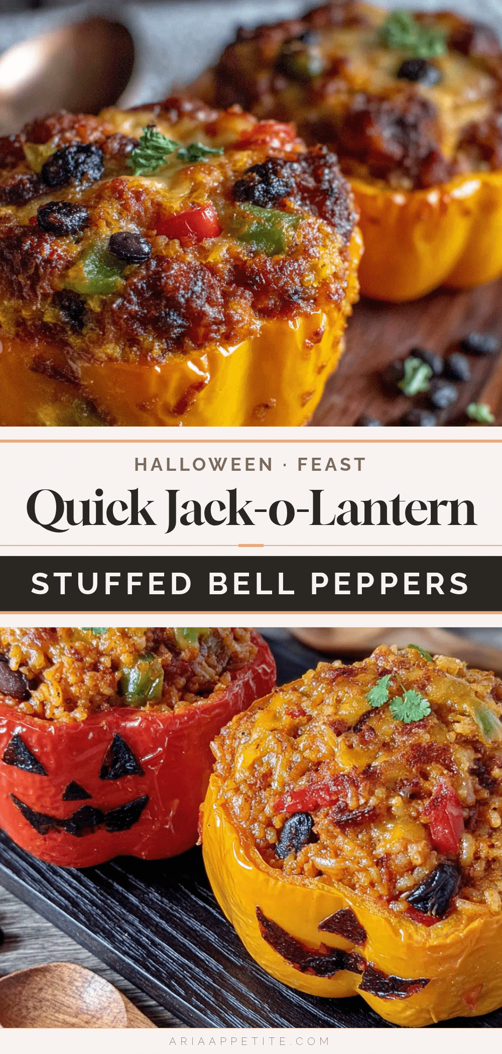 jack-o-lantern stuffed bell peppers recipe